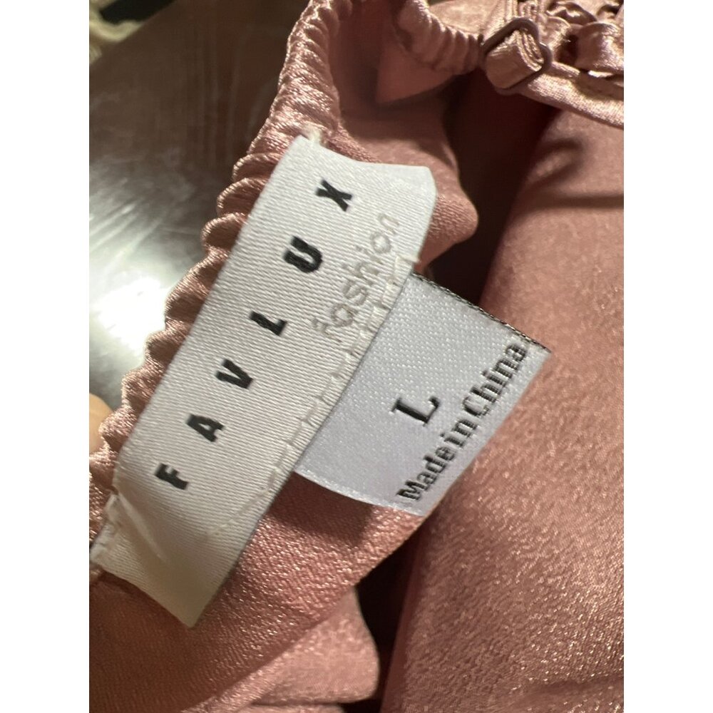 Favlux Satin Cowl Neck Ruffle Hem Mini Cocktail Dress Rusty Rose Size Large NWT - Picture 5 of 5